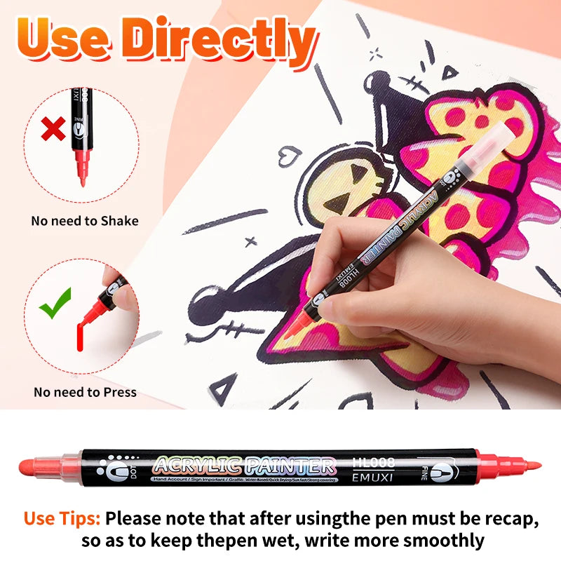 Dual Tip Acrylic Markers.