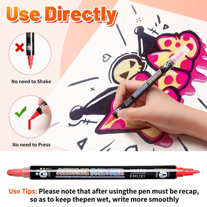 Dual Tip Acrylic Markers.