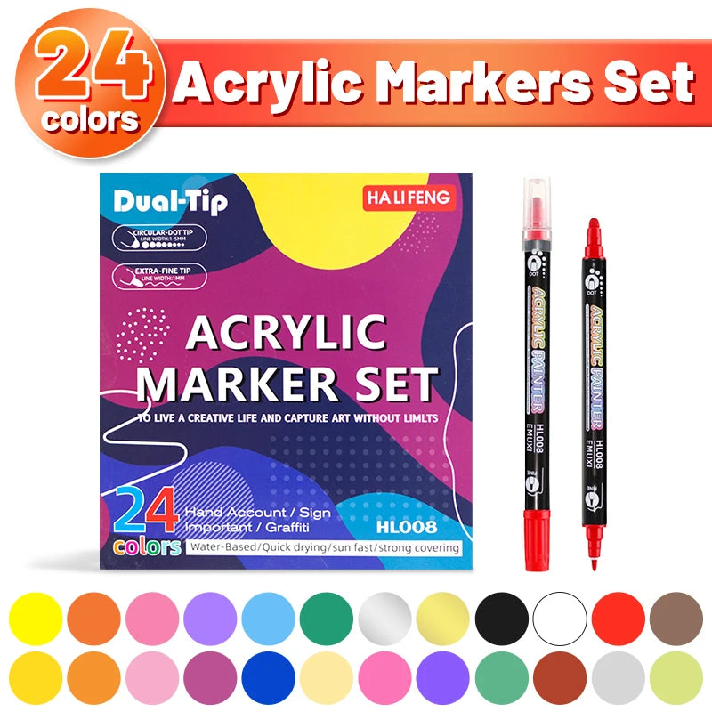 Dual Tip Acrylic Markers.