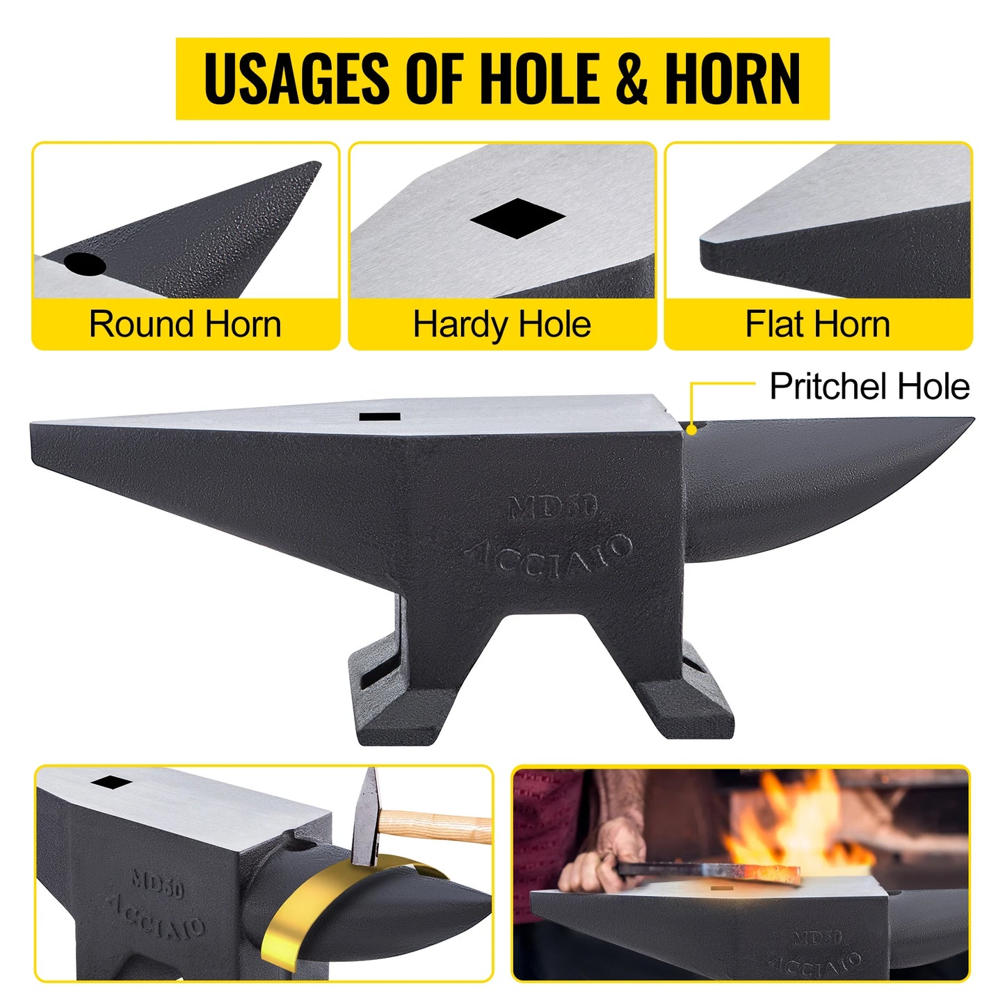 Single-Horn Steel Anvil