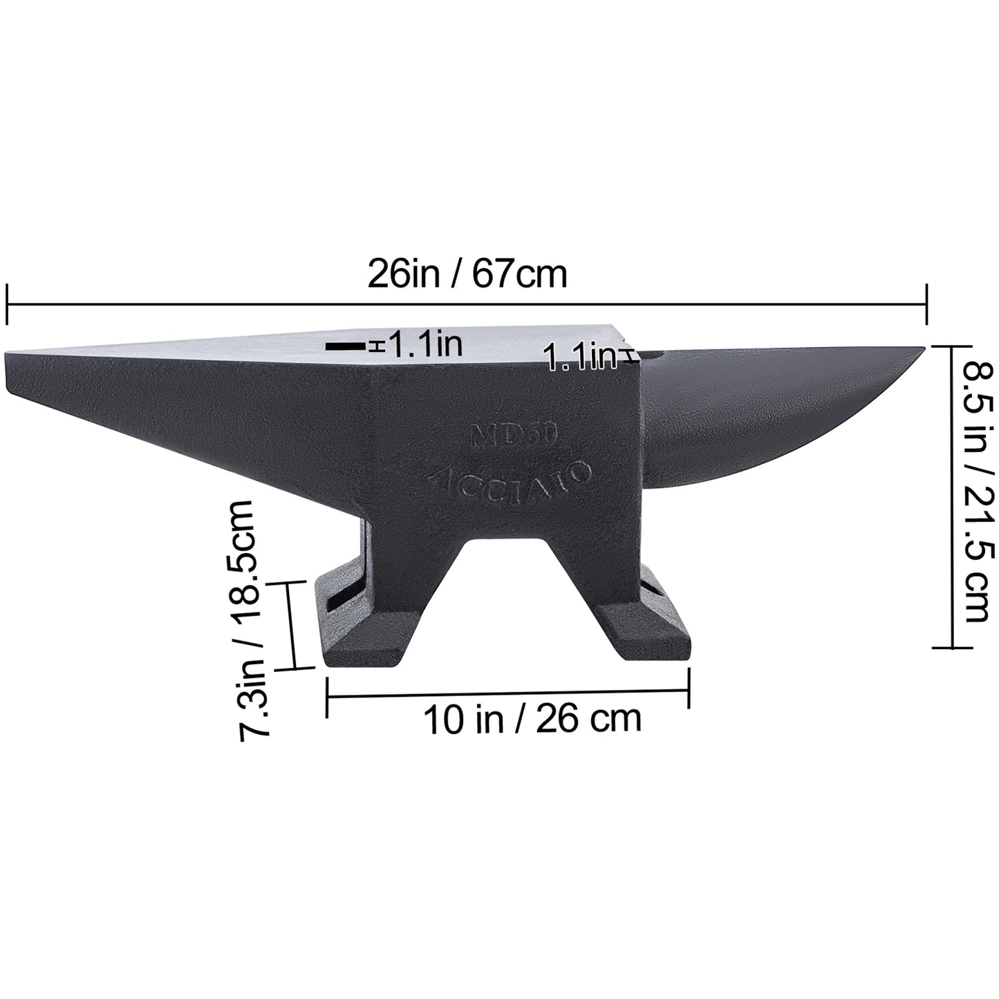 Single-Horn Steel Anvil